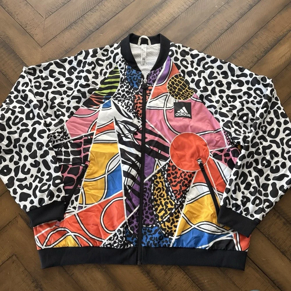 ADIDAS x RICH MNISI Women's Track Tennis Jacket Size L Black Multicolor Art - Picture 1 of 6